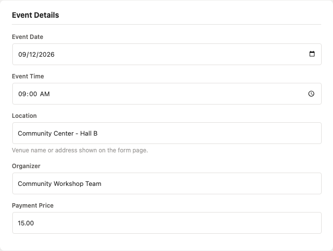 The Event Details panel